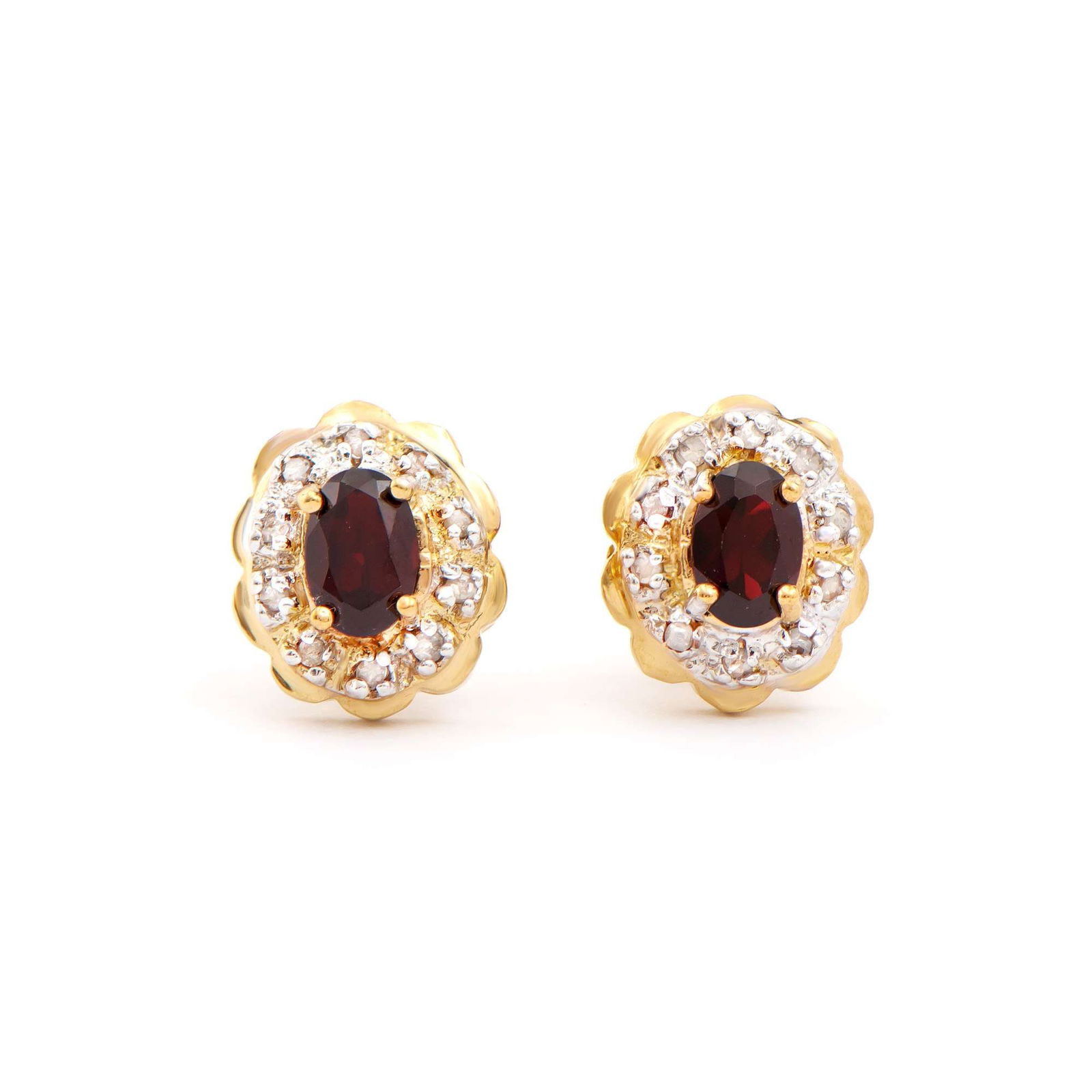 1.02 ctw Garnet & Diamonds 18K Gold Plated Designer Earrings (1 of 2)
