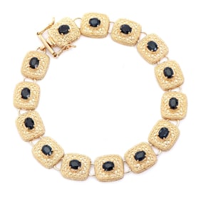 7.05 ctw Sapphires Antique Style 18K Gold Plated Designer Bracelet 7.75 in