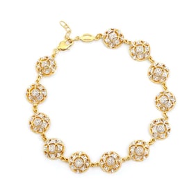 0.12 TW CTS DIAMONDS 18K GOLD PLATED DESIGNER BRACELET SIZE 8.5 INCHES