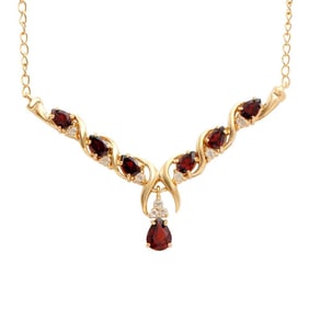 4.00 TW CTS GARNETS & WHITE TOPAZ 18K GOLD PLATED DESIGNER NECKLACE SIZE 19 INCHES