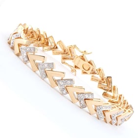 0.25 TW CTS DIAMONDS 18K GOLD PLATED DESIGNER BRACELET SIZE 8.4 INCHES