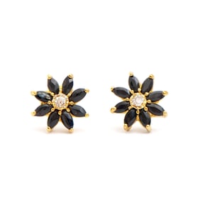 1.63 ctw Sapphire & Diamonds 18K Gold Plated Designer Earrings