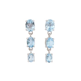 5.25 ctw Blue Topaz Rhodium Plated Designer Earrings
