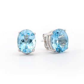 5.65 TW CTS BLUE TOPAZ RHODIUM PLATED PLATED DESIGNER EAR-RINGS