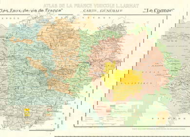 COGNAC BRANDY MAP Crus. Carte Générale. Champagne/Bois &c. Charente. LARMAT 1947 (1 of 1)
