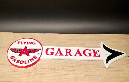 Cast Iron Flying A Gas Oil Garage Sign Plaque (1 of 13)