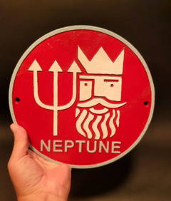 Cast Iron Round Red Neptune Gas Oil Sign Plaque (1 of 12)