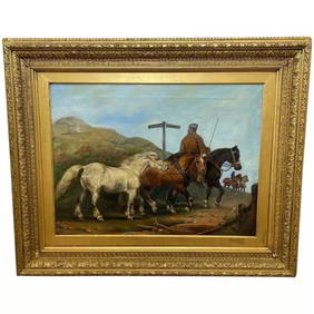 Victorian Oil Painting Horses "On The Road" To Chester By Edward Lloyd Ellesmere (1 of 20)