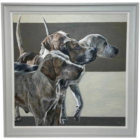 Large English Hunting Oil Painting Dog Pack Of Scent Foxhounds Berkeley Hunt (1 of 20)