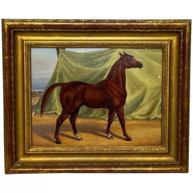 Victorian Oil Painting Purebred Red Chestnut Arab Horse Bombay Stables India (1 of 20)