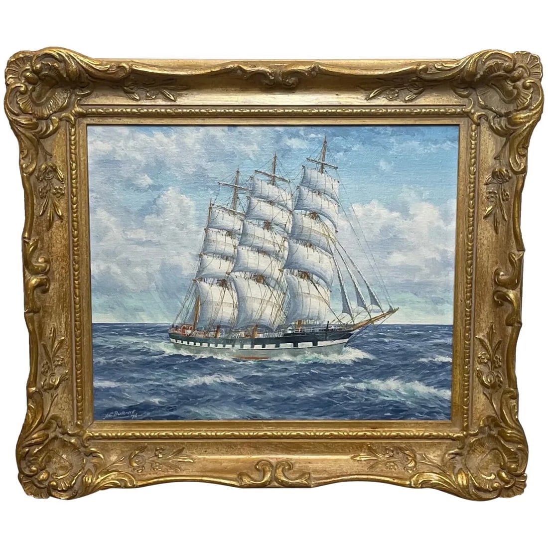 Scottish Marine Sailing Barque Ship Ross Shire Sailing by Clyde Estuary: Scottish Marine Sailing Barque Ship Ross Shire Sailing by Clyde Estuary 1 Fine British Work of Art Oil Painting Scottish Marine Sailing Barque Ship Ross Shire Sailing by Clyde Estuary. Subject seascap