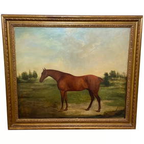 19th Century Oil Painting Portrait Bay Hunter Horse Partisan By James Barenger (1 of 13)