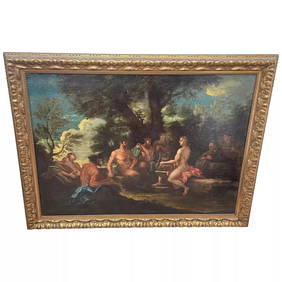 Old Master 18th Century Oil Painting Satyrs In Woods Drunken Musical Recital (1 of 12)