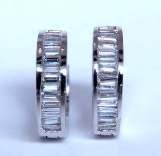 1.35ct Natural Baguette Diamond Hoop Earrings 14KT 12528: Title 1.35ct Natural Baguette Diamond Hoop Earrings 14KT 12528 $3,300.00 PRODUCT DESCRIPTION 1.35ct natural baguette diamonds earrings horizontal set, max brilliant g-color vs-2 clarity 14kt white gol