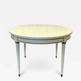 Hollywood Regency Louis XVI Style Dining Table, White Lacquer, Bronze (1 of 12)