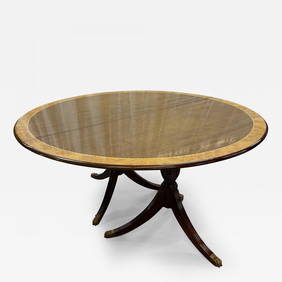 Regency Style Round Regency Style Dining Table, Two Leaves, Banded, Pads (1 of 1)