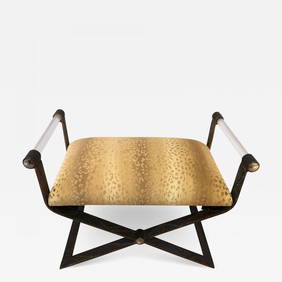 Mid-Century Modern Style Window Bench or Footstool with Lucite Arms (1 of 12)