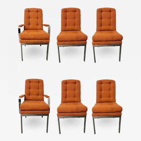 6 Chrome Base Milo Baughman Style Dining Chairs, Mid Century Modern (1 of 9)