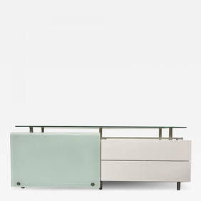 Mid Century Modern White Lacquered and Glass Console, Dresser or Sideboard (1 of 10)