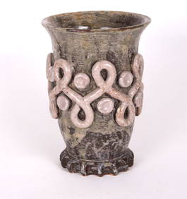 Mid-Century brutalist French Pottery Andre Rozay Ceramic VALLAURIS vase (1 of 4)