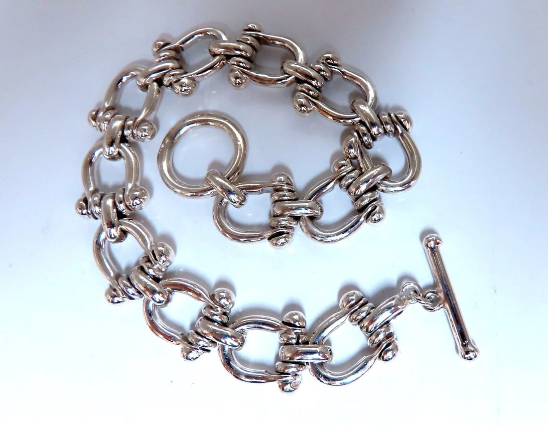 Horse Shoe Buckle Hinge Sterling Silver Toggle Bracelet (1 of 4)
