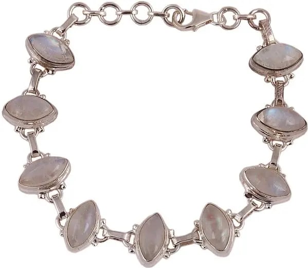 Sterling Marquise Bracelet with Rainbow Moonstones (1 of 2)