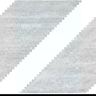 Blueish Gray, Worn Wool Hand Knotted, Vintage Persian Tabriz Rug: Title: Blueish Gray, Worn Wool Hand Knotted, Vintage Persian Tabriz Rug Description: This is a truly genuine one-of-a-kind . It has been Knotted for months and months in the centuries-old weaving craf