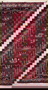Persian Saveh Hand Knotted Runner Red Blue Wool Tribal Antique Oriental Area Rug 4'4" x 10': Title:Persian Saveh Hand Knotted Runner Red Blue Wool Tribal Antique Oriental Area Rug 4'4" x 10' Description:• Rug Number: H153 • Country of Origin: Iran • Style, Design: Persian Sa