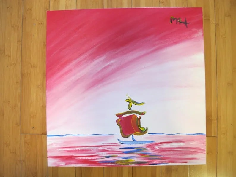 ATTRIBUTED TO Peter Max Original Acrylic Painting HAND Painted & Signed Sailboat (1 of 7)