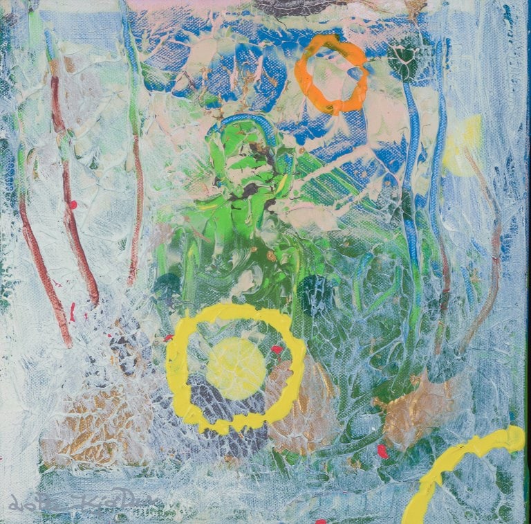 Lotte Kjøller (b. 1966), Danish artist. Mixed media on canvas. Abstract composition. (1 of 9)