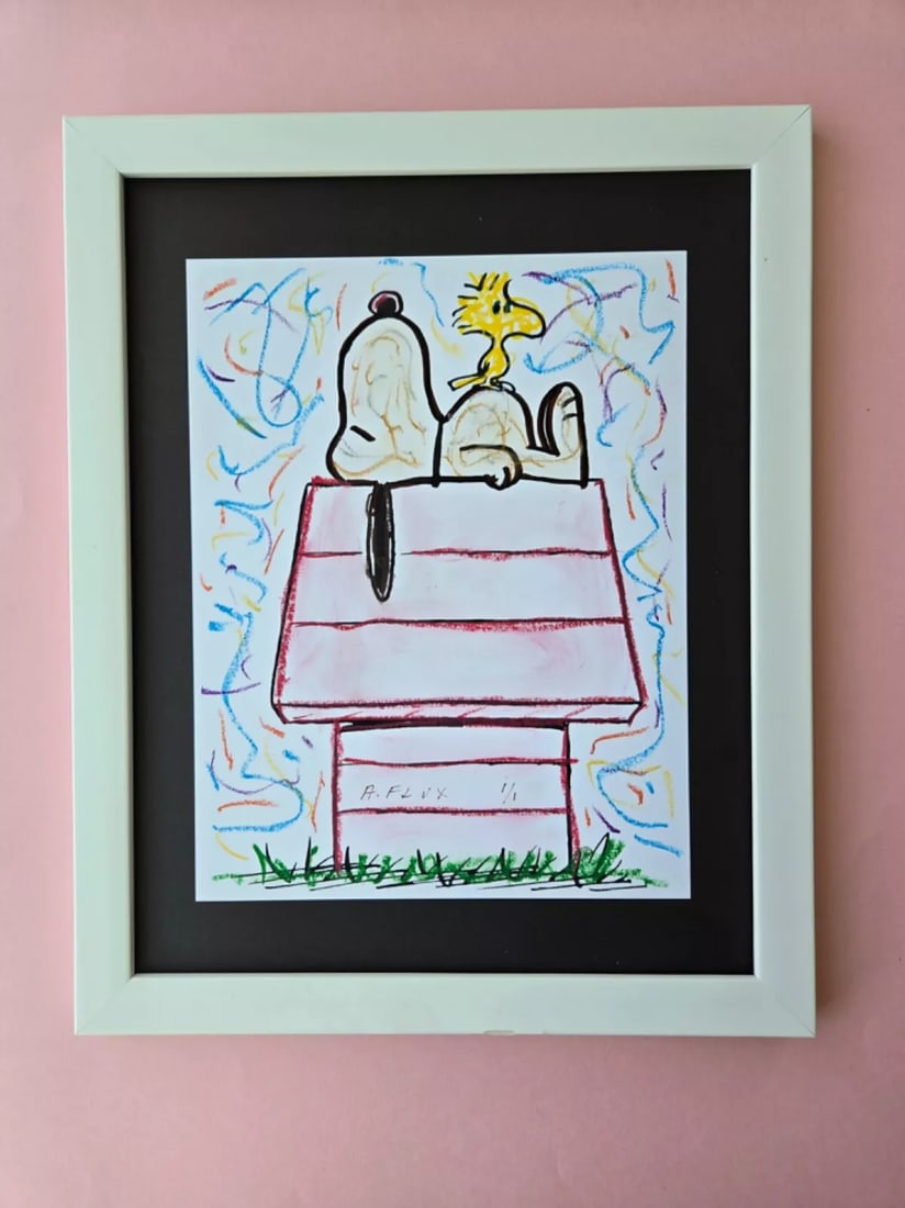 ? Aidan Flux Snoopy Woodstock | Iconic Mixed Media Artwork 1/1 Hand Signed COA (1 of 3)