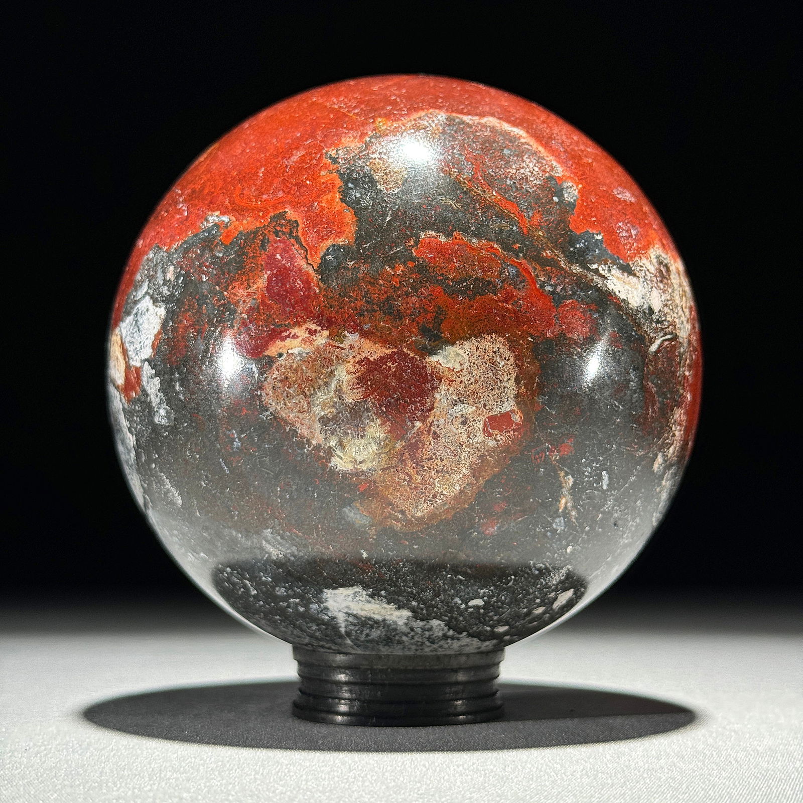 A beautiful red jasper sphere with stand (1 of 10)
