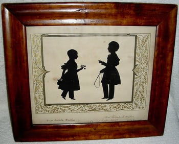 Edouart Silhouette of Kids Playing