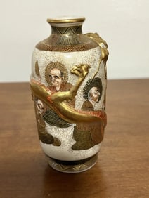 Japanese Satsuma Vase W/raised Dragon