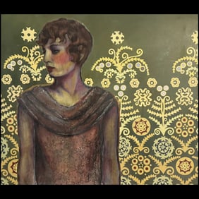 Original Modern Art Mixed Medium Painting Klimt style Woman's Portrait