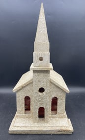 Vintage Lg Lighted Wooden Church Christmas