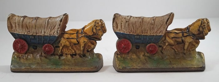 Conestoga Wagon Cast Iron Hubley Bookends