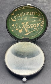 Early 1900's C D KENNY Co. Flip-lid Pocket Mirror Advertising Compact