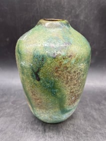 Art Pottery Vase Green Hues