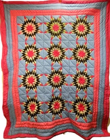 HANDMADE STAR PATTERN QUILT 95" x 80"