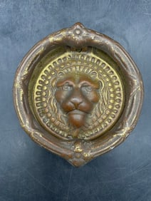 SOLID BRASS Virginia Metalcrafters LION & WREATH Heavy Door Knocker