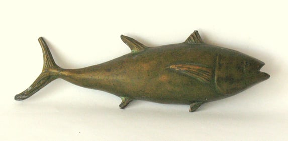 Antique cast brass Tuna fish paper weight.