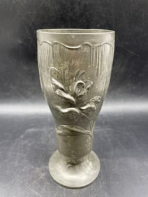 KAYSERZINN German Pewter Vase Parrot Tulips #4105 1896 Jugendstil Art Nouveau
