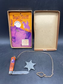 VINTAGE 1950'S IMPERIAL COLT DEPUTY SHERIFF BADGE & KNIFE SET