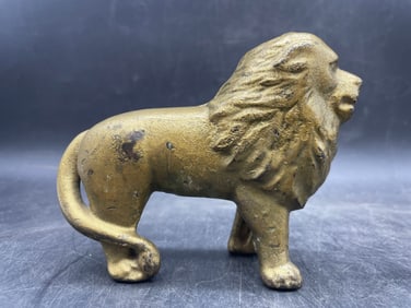 ANTIQUE ORIGINAL 1890-1900 STILL CAST IRON LION BANK~5"