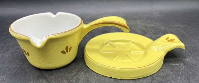 Vintage Enamel over Cast Iron Butter Warmer & Trivet Holland