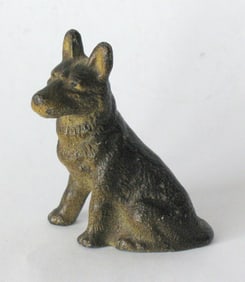 Vintage cast metal German Shepard paper weight.