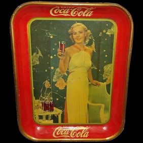1935 Original American Artworks Drink Coke Coca Cola Metal Tray Madge Evans