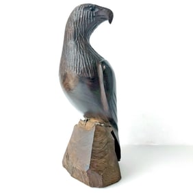 Large Mid-Century Solid Ironwood Carved Eagle