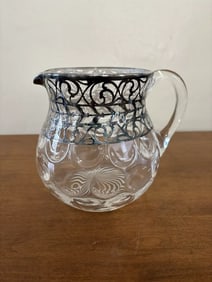 Sterling Silver Overlay Glass Pitcher